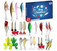 Fishing Countdown - For Adults 24 Days Countdown Lures Realistic Lures | Realistic Christmas Lures for Kayak River Pond Lake Pike Trout Perch Bar Crappie River Lake Sea Kayak Surf Deck