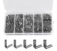 Fishing Crimp Sleeves Kit, 350pcs Double Barrel Fishing Line Crimps Sleeves Copper Crimping Loop Tubes Connector Wire Leader Rigging Tackle for Saltwater Freshwater