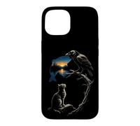 Fishing Crow Fish Lake Sunset Scene Angler Gift Case for iPhone 15