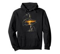 Fishing Crow Fish Lake Sunset Scene Angler Gift Pullover Hoodie