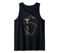 Fishing Crow Fish Lake Sunset Scene Angler Gift Tank Top
