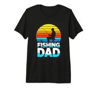 Fishing Dad Retro Sunset Father Angler Fathers Day Premium T-Shirt