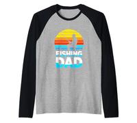 Fishing Dad Retro Sunset Father Angler Fathers Day Raglan Baseball Tee