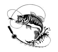 Fishing Decals Vinyl Fish Hook Rod Car Window Decor Sticker Boat Ship Surface Decoration Murals Fisherman Gift Removable Large - 58x58cm