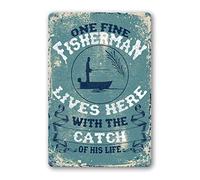 Fishing Decor Vintage Fishing Tin Signs For Man Cave Sign Fishing Wall Art Funny Garage Signs For Men Fish Cabin Lake House Metal Sign Gifts For Fisherman One Fine Fisherman Lives Here With The Catch