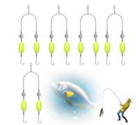 Fishing Double Hooks, Double Reverse Hook Set,Anti Tangle Fishing Hooks, Gold Sleeve Jig Lure Rig,Snag Resistant Split Hook for Smooth Casting, Freshwater Saltwater Jigging Drifting Casting Use (#13)