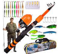 Fishing Equipment for Les 8-14 - Telescopic Child Fishing Pole with Bag | Wear Resistant Fishing Rod and Reel Combinations for Camping, Hiking, Hiking