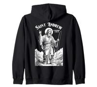 Fishing Fisherman Patron Saint Andrew Funny Fish Catch Zip Hoodie