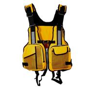 Fishing Float Jacket Adjustable Fit High Buoyancy Lightweight with Multi-Pockets for Kayak Canoe Boating Water Sports Lake River Use(Yellow,L)