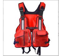 Fishing Float Jacket Adjustable Fit High Buoyancy Lightweight with Multi-Pockets for Kayak Canoe Boating Water Sports Lake River Use(Red,XXL)