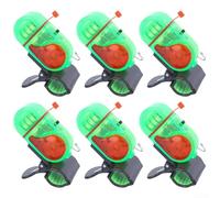 Fishing For Rod Alarm 6pcs Set with LED Indicator and Loud 80 Decibel Buzzer for Early Fish Bite Notification, Metal for Secure Attachment (plastic green)