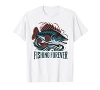 Fishing Forever Angler Fish Design for Fishermen Value Graphic T-Shirt, Men, White, L