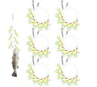 Fishing Frames, 6 Pieces with 36 Fluorescent Hooks, Fishing Frames with Glow in the Dark Beads - Suitable for Outdoor Fishermen in River Sea Surfing Kayak Pier Boat and Shore