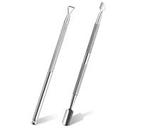 Fishing Fun Cuticle Pusher, 2 Pcs Stainless Steel Cuticle Pusher Tool,Double End Manicure Pedicure UV Gel Nail Polish Remover Tool for Fingernails and Toenails, Silver