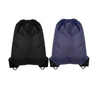 Fishing Fun Drawstring Bags Gym Drawstring Backpack Bags - Leather Enforced Corners Cinch Bags for Sports, Travel（2 Pcs, Black and Navy）