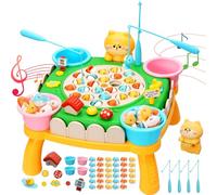 Fishing Game Fishing Toy for Kids with 35 Fishes 8 Fishing Poles Musical Fishing Rod Set Rotating Board Games Fish Catching Game Bath Toys Learning Educational Gift for Toddlers Boys Girls 3+