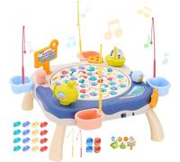 Fishing Game Fishing Toy Set for Kids with 42 Fishes 10 Fishing Poles Musical Fishing Rod Set Rotating Board Games Fish Catching Game with Table Leg Learning Educational Gift for Boys Girls 3+