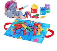 Fishing Game for Kids | 10 in 1 Sensory Game with Stacking Cups - Cloth Fishing Toy - for Number Counting Color Sorting Boys Girls Ages 1-3