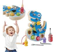 Fishing Game for Kids,Colorful Fish Screwing Assembling Game | Wooden Dinosaur Screwdriver Toy - for Boys Girls Preschool Kindergarten Nursery Party Travel Learning