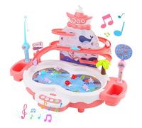 Fishing Game Toys for Kids, 3 in 1 Baby Fishing Toy Set, 34 PCS Fish Games Toys for Kids with Slideway & Music Story, Learning Educational Preschool Toys
