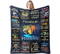 Fishing Gifts for Men, Fishing Blanket Fleece 150x130CM, Best Gifts for Fisherman, Fishing Presents for Men Boys, Who Love Fishing Stuff, Unique Fishing Gift for Him Birthday Funny Fish Throw Blanket
