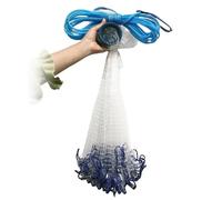 Fishing Gill Net, Hand Throw Cast Fishing Net With Galvanized Iron Sinker Nylon Monofilament 2.4-7.2m(2.4m Steel Sinker)
