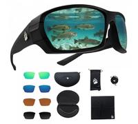 Fishing Glasses Pro Kit - Polarized Sunglasses With 4 Lenses for Clear Visibility in Offshore & Shallow Water -Eye Protection, Black, Standard Adult Size