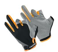 Fishing Gloves Men - 52g Summer UV Protection Ice Silk Gloves | Breathable Cycling Gloves with Touch Screen for Outdoor | Non-slip Three Finger Gloves for Delivery Guy | Unisex Green