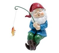 Fishing Gnome Statue - Resin Garden Gnome | Funny Fishing Dwarf Figure | Outdoor Yard Decoration, Riverside Lawn Ornament, Little Gnome Figurine For Pond, Pool, Or Patio Decor