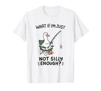 Fishing Goose Not Silly Enough Funny Value Graphic T-Shirt, Men, White, L