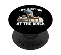 Fishing Grandpa Gnome For Dad Life Is Better At The River PopSockets Adhesive PopGrip