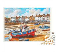 Fishing Harbor Scenery Jigsaw Puzzle for Adults 1000 Piece Jigsaw Puzzle Boat Dock 1000 Pieces Puzzle Game Relaxation Home Decor Gift 70x50cm/1000pcs