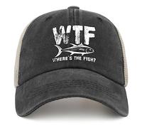 Fishing Hat WTF Where's The Fish Trucker Hat Men Vintage Mesh Baseball Cap for Summer