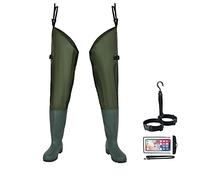 Fishing Hip Waders for Men Women with Boots Waterproof Lightweight 2-Ply PVC/Nylon Bootfoot for Fishing Hunting, Green, 13