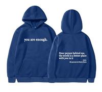 Fishing Hoodie Women's You are Enough Graphic Pullover Hoodies Lounge Stylish Fleece Jumper Long Sleeve Solid Hooded Tops Vintage Classic Work Sports Printed Jacket Hoody Y2k Outdoor Sweatshirts Blue