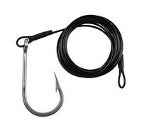 fishing hook 6 Pcs Shark Tuna Fishing Hook Stainless Steel Big Game Bait Hooks Nylon Coated Cable Wire Leader for Saltwater Fishing Fishing Gear(12-0 6Pcs)