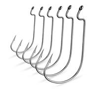 fishing hook， Fish Hooks 10Lot Worm Fishing Jig Crank Big Bass Hook Black High Carbon Steel Barbed for Soft Lure(3 0)