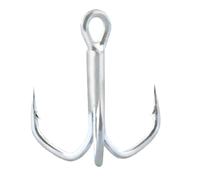 fishing hook， Fish Hooks Treble High Carbon Steel Strong Classic Round Bend Triple for Big Game Bluefish Salmon(4)