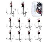 Fishing Hook for Shrimp, 10 Steel Hooks with Three Struts | Jigging Trolling Trolling Equipment for Perches Trout in Lake River Sea Day Night Dock, Sweet and Savoury Low Waters