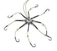 Fishing Hook Trap Fishing Hooks Explosion Hook Extended Line Glow-in-the-dark Disc Hook Clamp Rubber Tube Wrapped Fishing Line 8 hook 5pcs Fish Hooks(14#)