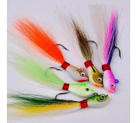 Fishing Hook with Metal Jig Lure and Feathered Tail, Suitable for Sea Bass Pike Carp, Barbed Hooks Enhance Penetration and Fish Retention (7g E)