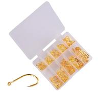 fishing hooks 100Pcs Fishing Hooks Set Carbon Steel Single Circle Fishing Hook Fly Fishing Jip Barbed Carp Hooks Sea Tackle Accessories angling hooks(Gold)