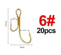 Fishing Hooks 20pcs Set High Carbon Steel Double Hook Barbed Crank Hook for Pike Worm Lure Ultrasharp Large Eye Strong Hooks (6#)