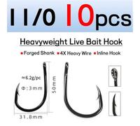 fishing hooks 4X Strong Live Bait Hook 3/0-11/0 Heavy Duty Saltwater Single Jig Fishhook for Deep Sea Boat Fishing 10pcs/Bag angling hooks(10pcs 110)