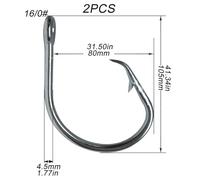 Fishing Hooks 5/0-16/0 Forged In-line Circle Hooks Giant Fishing Hook Shark & Swordfish Tuna Hook Stainless Steel Big Game Saltwater Fishhook Fishing Hook(16-0)