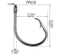 Fishing Hooks 5/0-16/0 Forged In-line Circle Hooks Giant Fishing Hook Shark & Swordfish Tuna Hook Stainless Steel Big Game Saltwater Fishhook Fishing Hook(11-0)