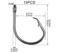 Fishing Hooks 5/0-16/0 Forged In-line Circle Hooks Giant Fishing Hook Shark & Swordfish Tuna Hook Stainless Steel Big Game Saltwater Fishhook Fishing Hook(7-0)
