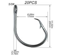 Fishing Hooks 5/0-16/0 Forged In-line Circle Hooks Giant Fishing Hook Shark & Swordfish Tuna Hook Stainless Steel Big Game Saltwater Fishhook Fishing Hook(5-0)