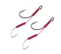 Fishing Hooks Carbon Steel Double Hooks Rig, 10pcs Barbed Worm Hooks for Lures with Pipe Handle for Boat and River Fishing