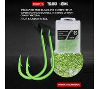 Fishing Hooks, Fluorescent Green, Barbed for Efficient Fishing, High Carbon Steel Material, 100pcs for Various Techniques (4#)